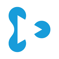 Abstract blue DWK icon design with arrow shape