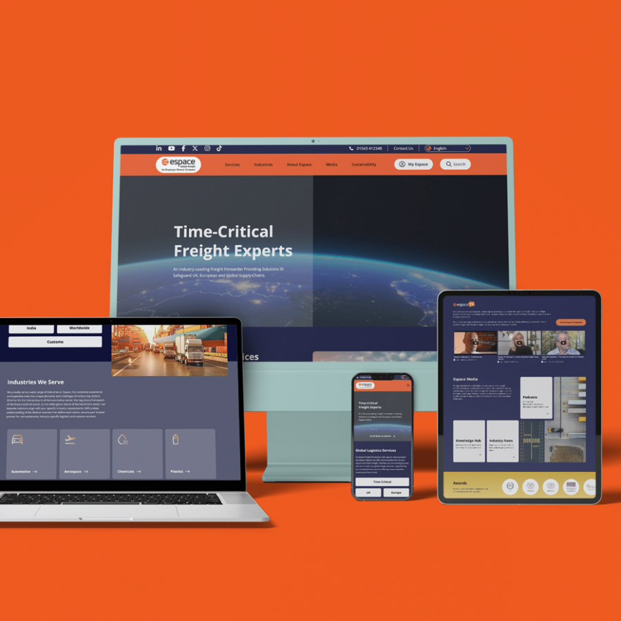 Different devices showing the Espace website